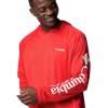 Koszulka męska Columbia PFG Terminal Tackle LS Shirt - Sunset Red White Logo