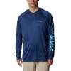 Koszulka męska Columbia PFG Terminal Tackle ™ LS Shirt-Vivid Blue, Cool Grey Logo
