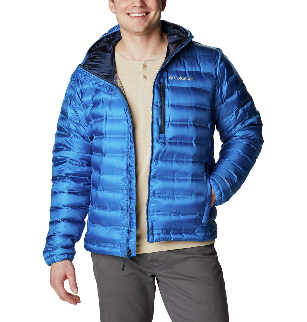 -20% Men's Columbia Pebble Peak Down Hooded Jacket-Bright Indigo ...