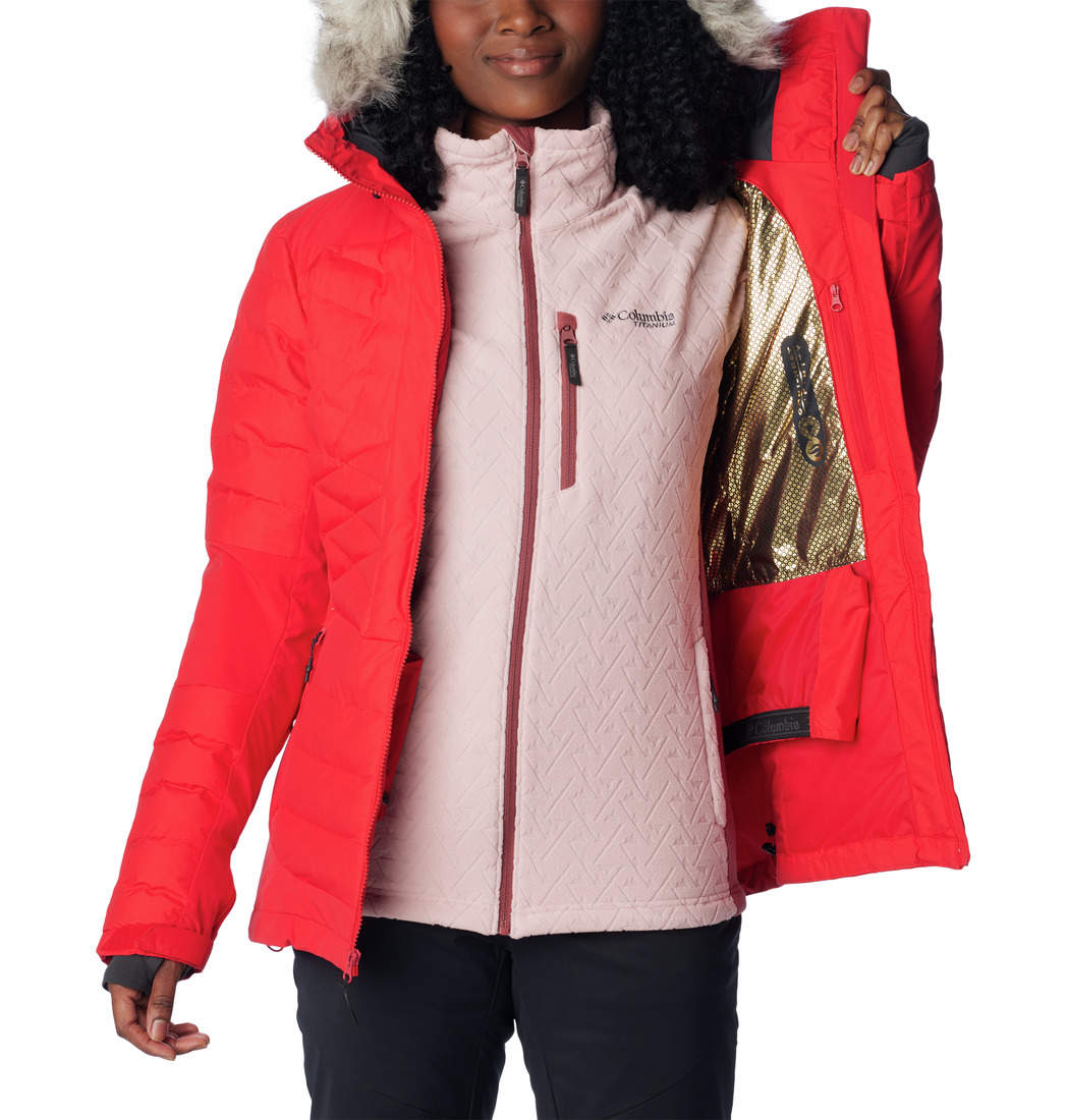 Women s Columbia Bird Mountain Ski Synthetic Down Jacket Red Lily
