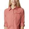 Women’s Columbia Silver Ridge L/S Shirt-Dark Coral